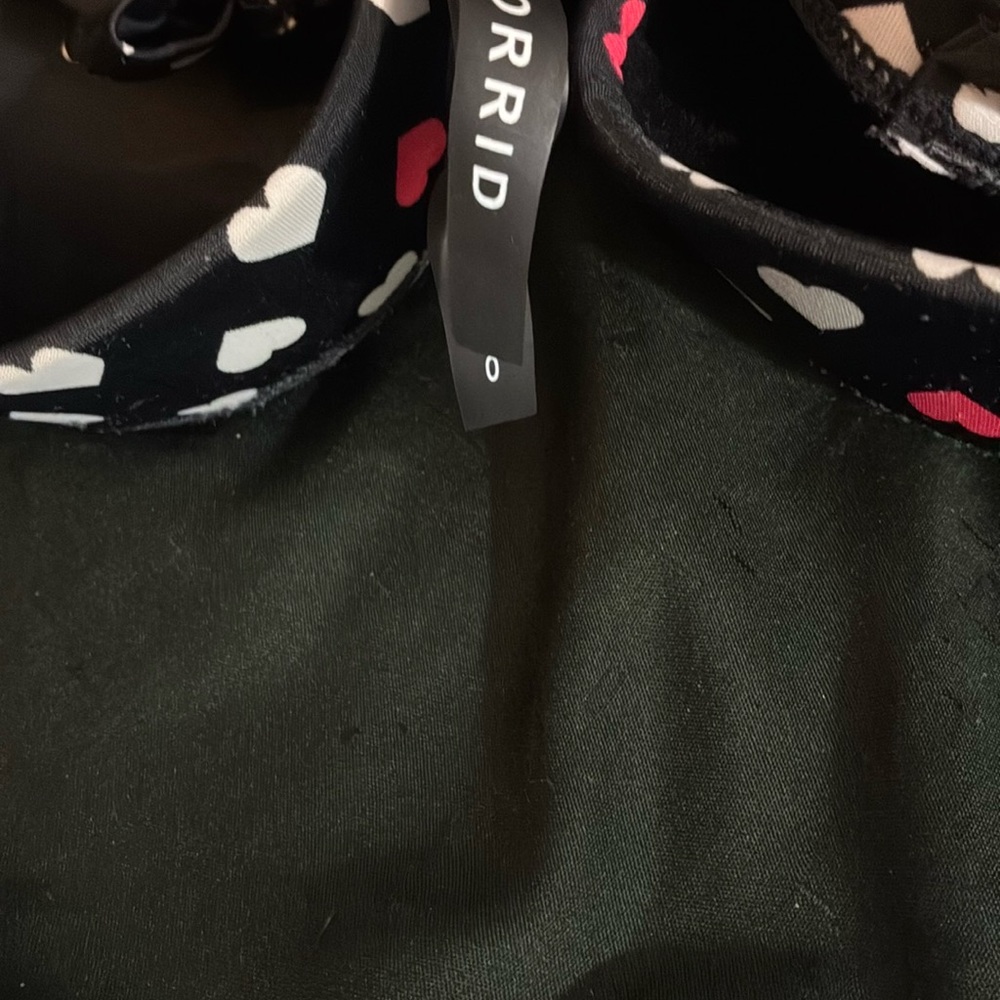 Torrid Black w/white and red Heart Patterned underwire, push up, padded swim top